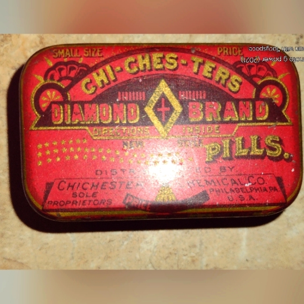 Vintage Chi-Ches-Ter Diamond Brand Tin - Early 1900's Medical Advertising